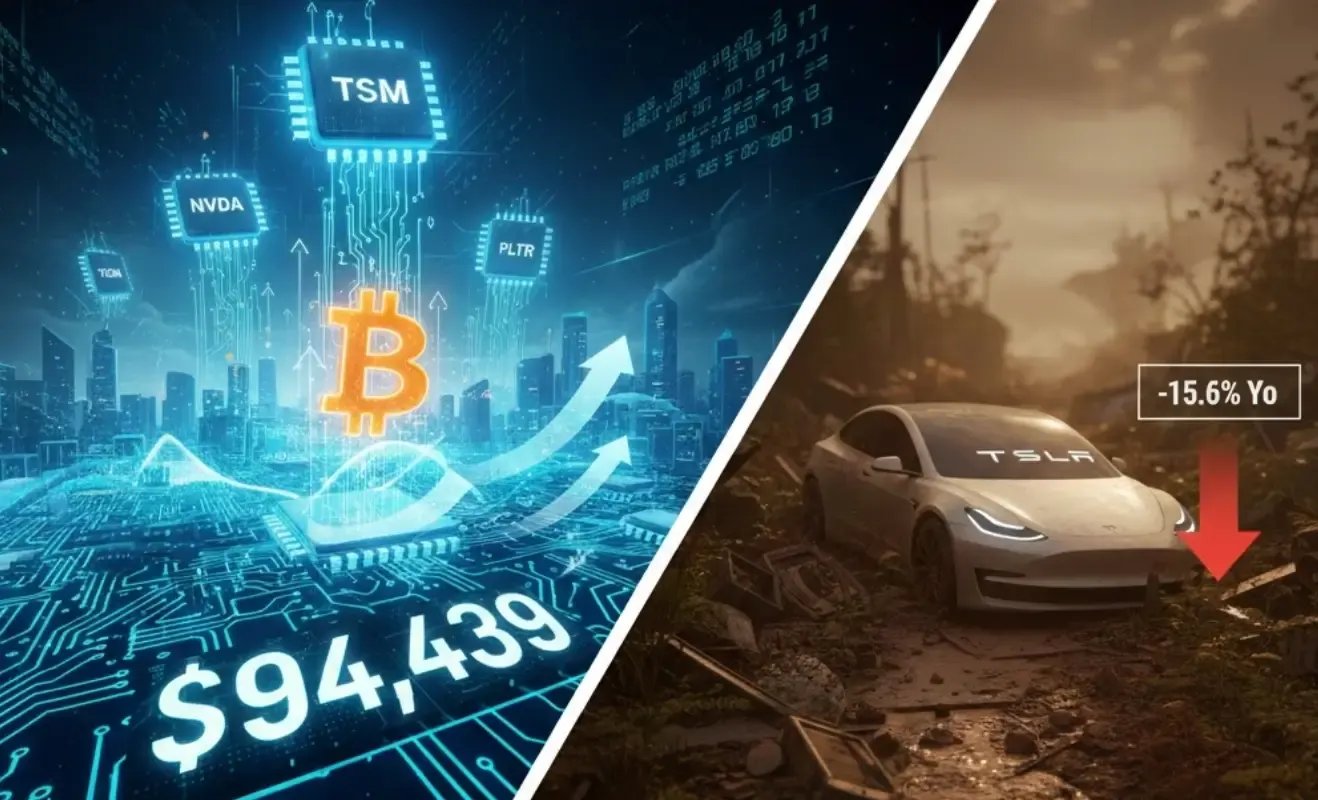 Bitcoin Surges Past $93K as AI Chip Stocks NVDA, TSM, ASML, PLTR Rally – Tesla (TSLA) Lags in Wild 2026 Market Kickoff