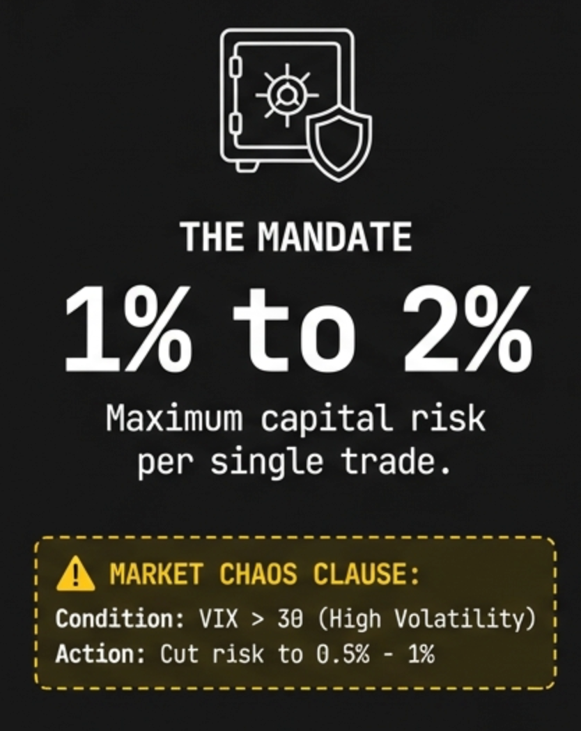 The 2% Rule Mandate - Never risk more than 1-2% of your portfolio per trade