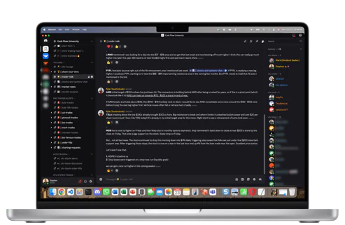 CFU Discord desktop showing live trading discussions and alerts