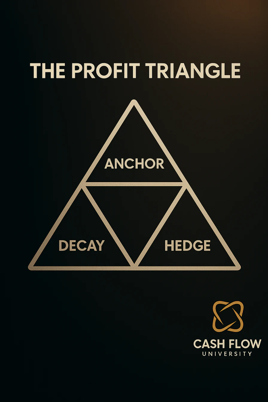 The Profit Triangle - CFU's systematic approach with Anchor, Decay, and Hedge components