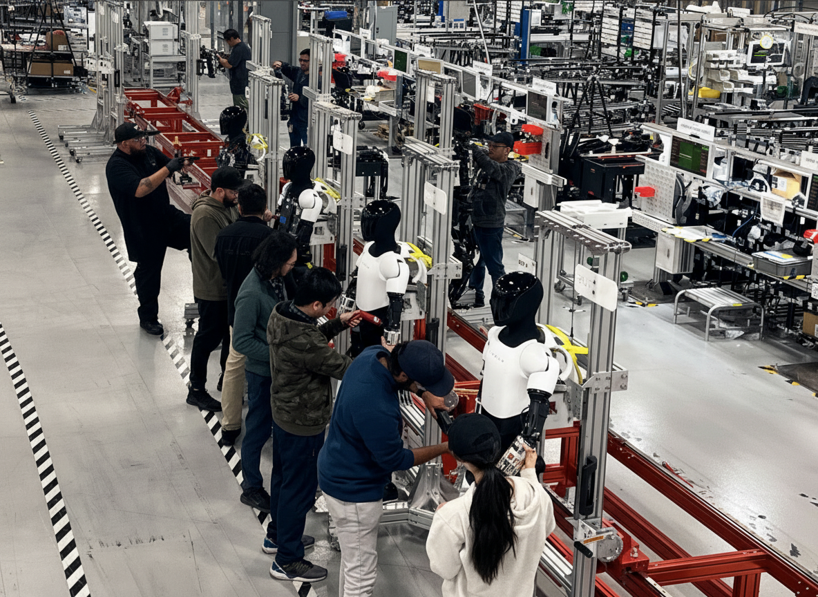 Tesla Optimus humanoid robot production line