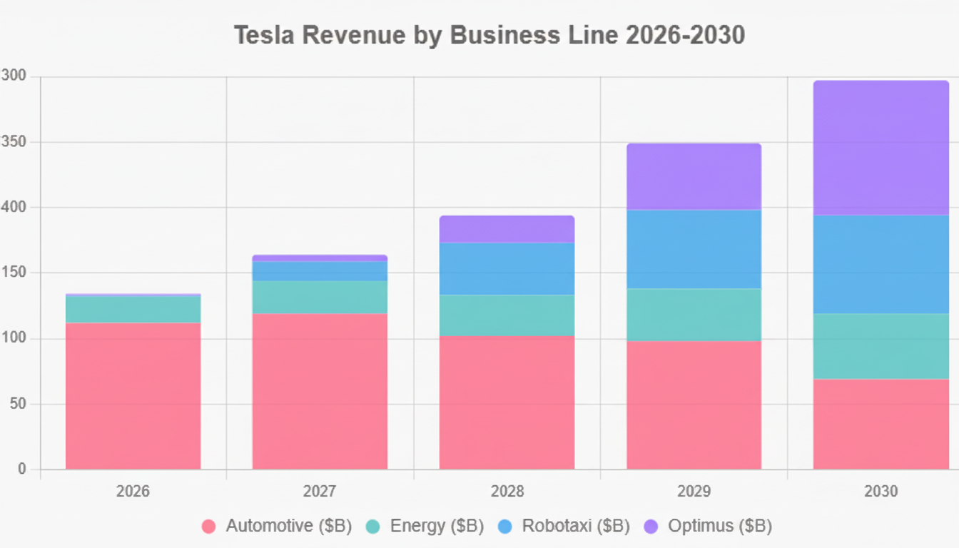 Tesla Revenue by Business Line Stacked Chart
